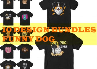 funny pug buy t shirt design for commercial use