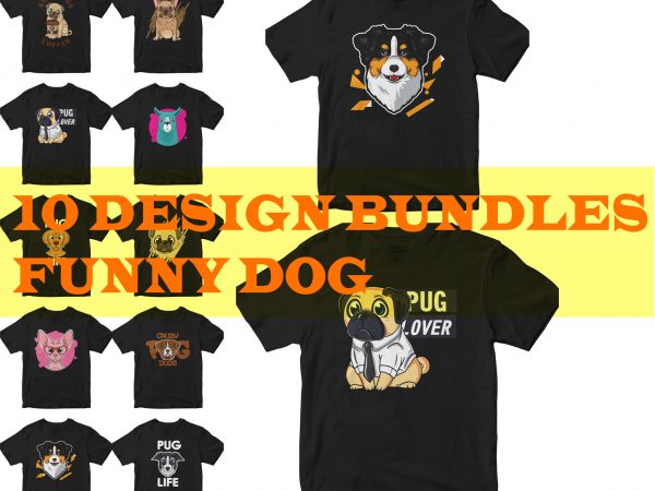 Funny pug buy t shirt design for commercial use