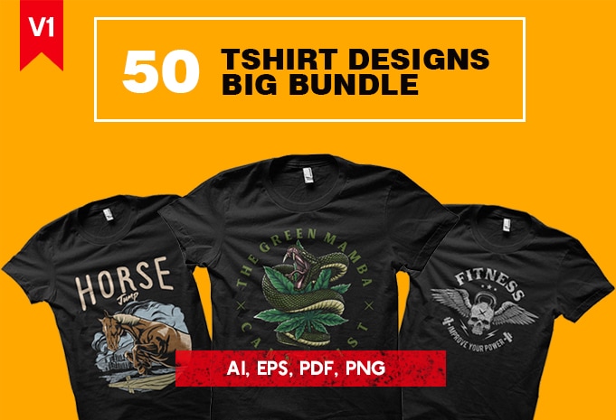 50 Tshirt Designs Big Bundle v1 - Buy t-shirt designs