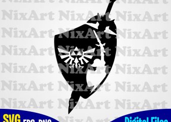 Shield and Sword, Legend Of Zelda, Zelda, Hyrule, Funny Zelda design svg eps, png files for cutting machines and print t shirt designs for sale