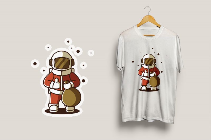 Astronaut Santa t-shirt designs for merch by amazon