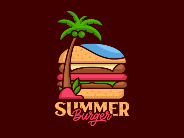 Summer burger tshirt design vector