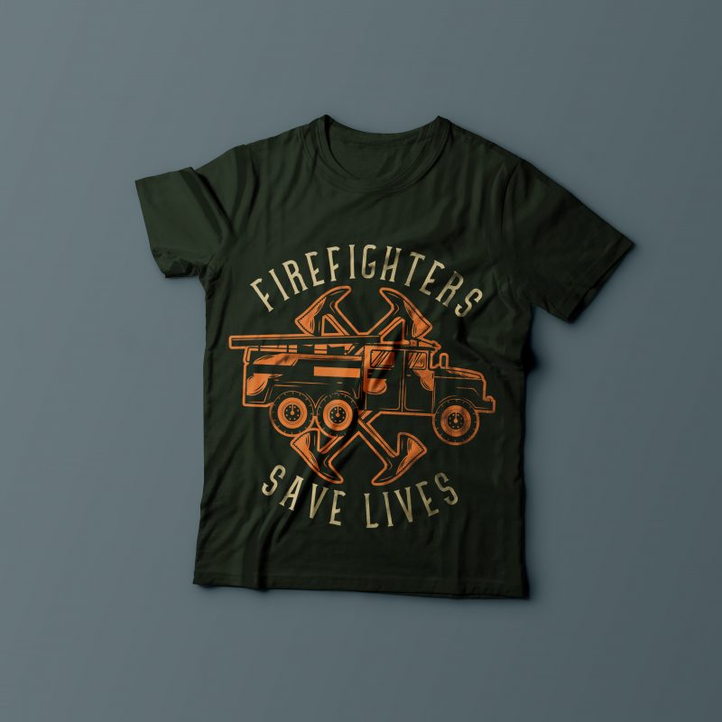 Firefighter’s car with axes t shirt designs for teespring