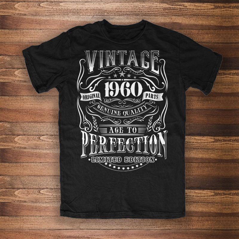 Vintage 1960 – Age to Perfection tshirt design for merch by amazon
