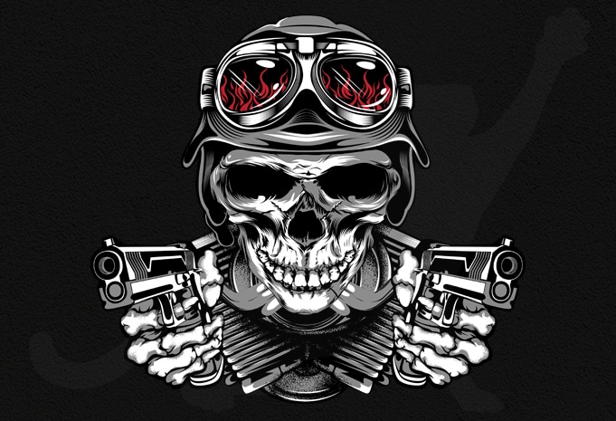 Bike and Guns commercial use t-shirt design - Buy t-shirt designs