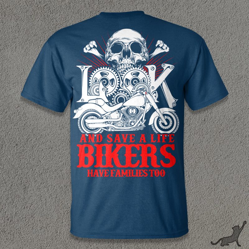 Biker look t shirt designs for printful