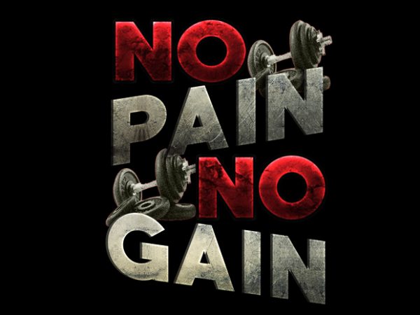 No pain no gain metalic t shirt design template