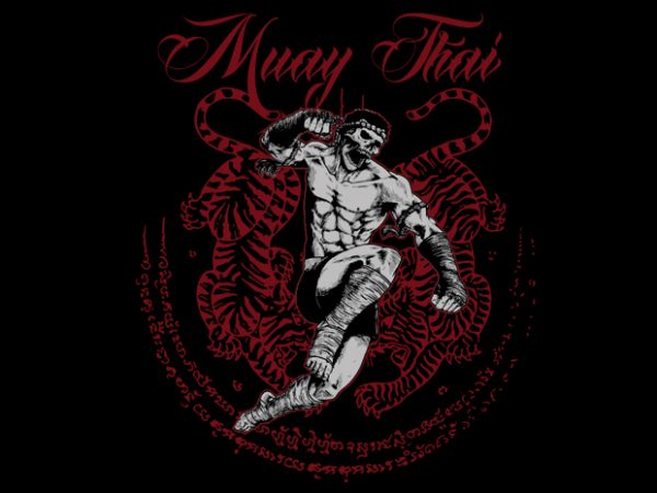 Muay thai 2 vector t shirt design for purchase