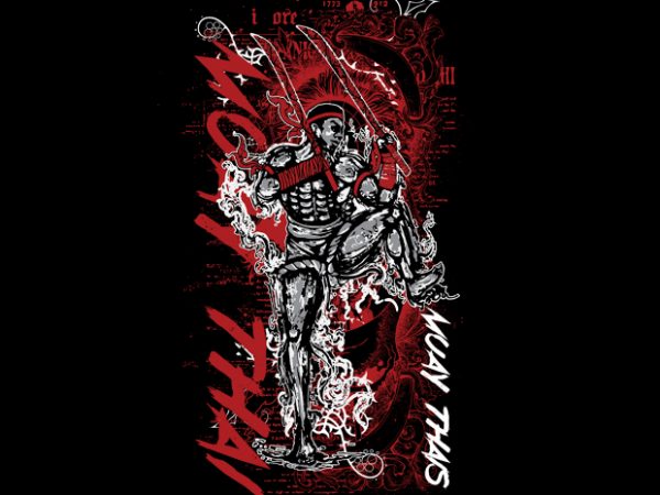 Muay thai 3 t shirt design for sale