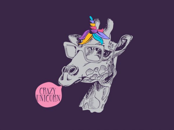 Crazy-unicorn buy t shirt design for commercial use