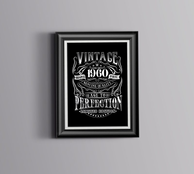 Vintage 1960 – Age to Perfection tshirt design for merch by amazon