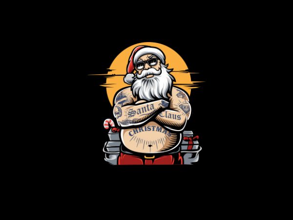 Santa is fat and cool vector t-shirt design
