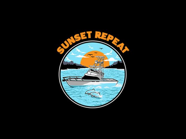 Sunset repeat vector tshirt design