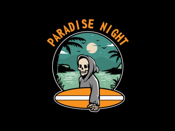 Paradise night vector t-shirt design