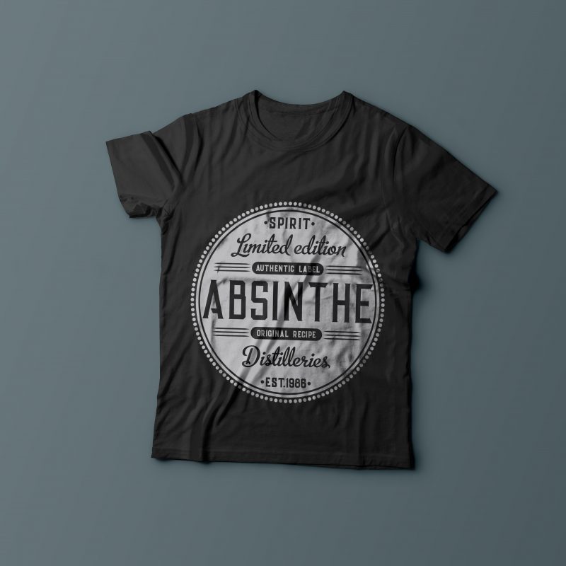 Absinthe label t-shirt designs for merch by amazon