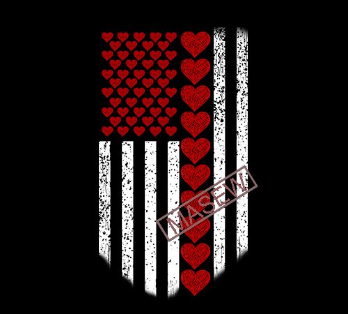 Red heart american flag funny valentines day usa patriotic flag dasign svg png silhouette cutting file cricut digital download vector t-shirt design template