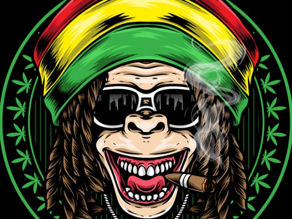 Reggae ape vector t-shirt design for commercial use