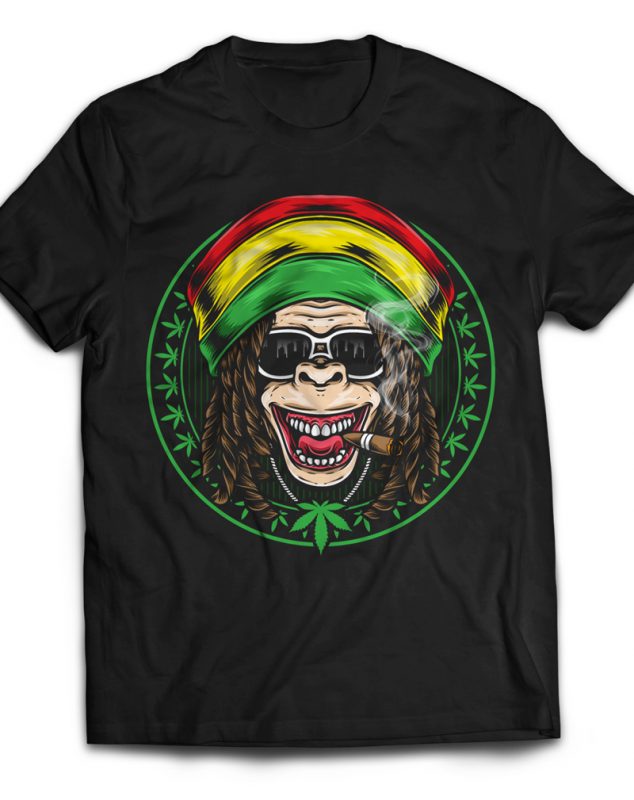 Reggae Ape vector t-shirt design for commercial use