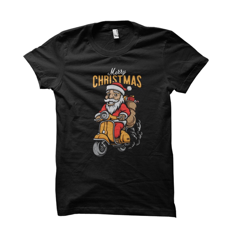 Santa Ride a Scooter Vector t-shirt design t shirt designs for teespring