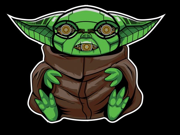 cute baby yoda cyborg vector t-shirt design for commercial use cute baby yoda cyborg vector t-shirt design for commercial use