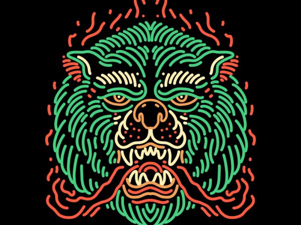 Angry bear line art tshirt design