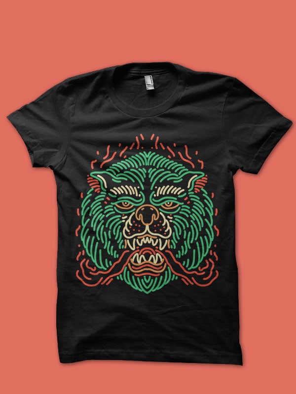angry bear line art tshirt design commercial use t shirt designs