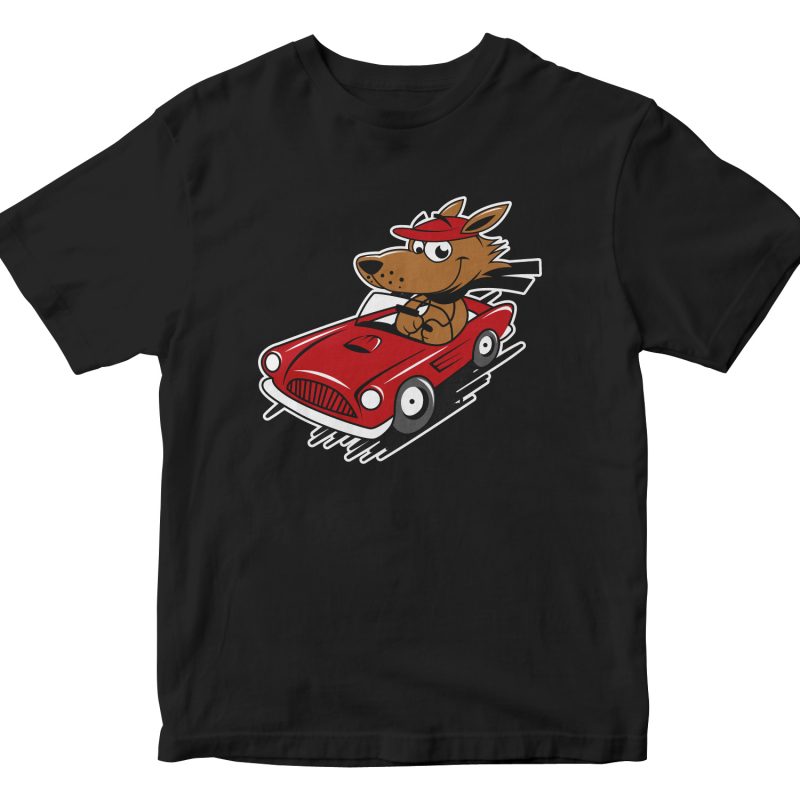 car pug cartoon tshirt-factory.com
