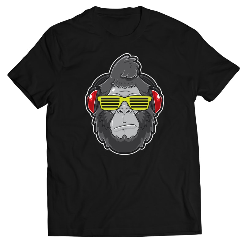 Cool Gorilla Head t-shirt designs for merch by amazon