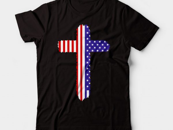 Cross american flag tshirt design | christian deign