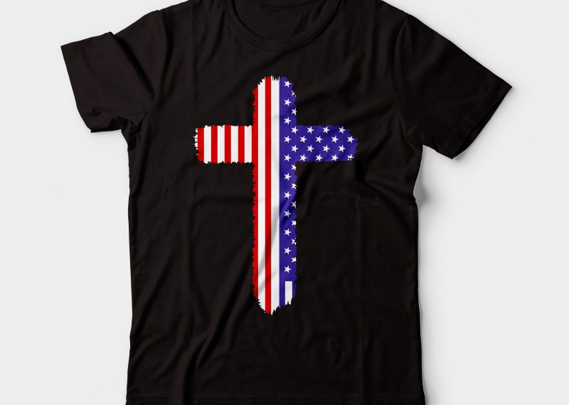 cross american flag tshirt design | christian deign t shirt design png