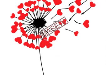 Dandelion svg, Valentine svg, dandelion wish svg, Woman svg, Love svg, Heart Dandelion svg, iron on, clipart, decal, SVG, eps, png,dxf vector t shirt design