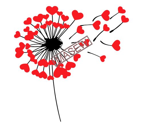 Dandelion svg, valentine svg, dandelion wish svg, woman svg, love svg, heart dandelion svg, iron on, clipart, decal, svg, eps, png,dxf vector t shirt design