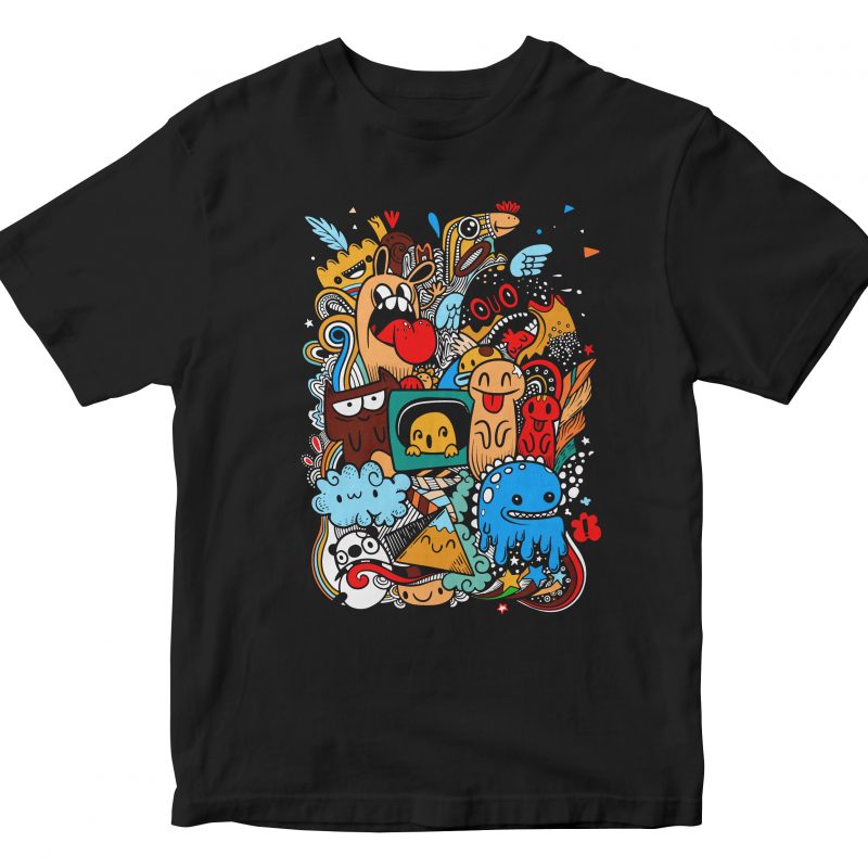 doodle cartoon commercial use t shirt designs