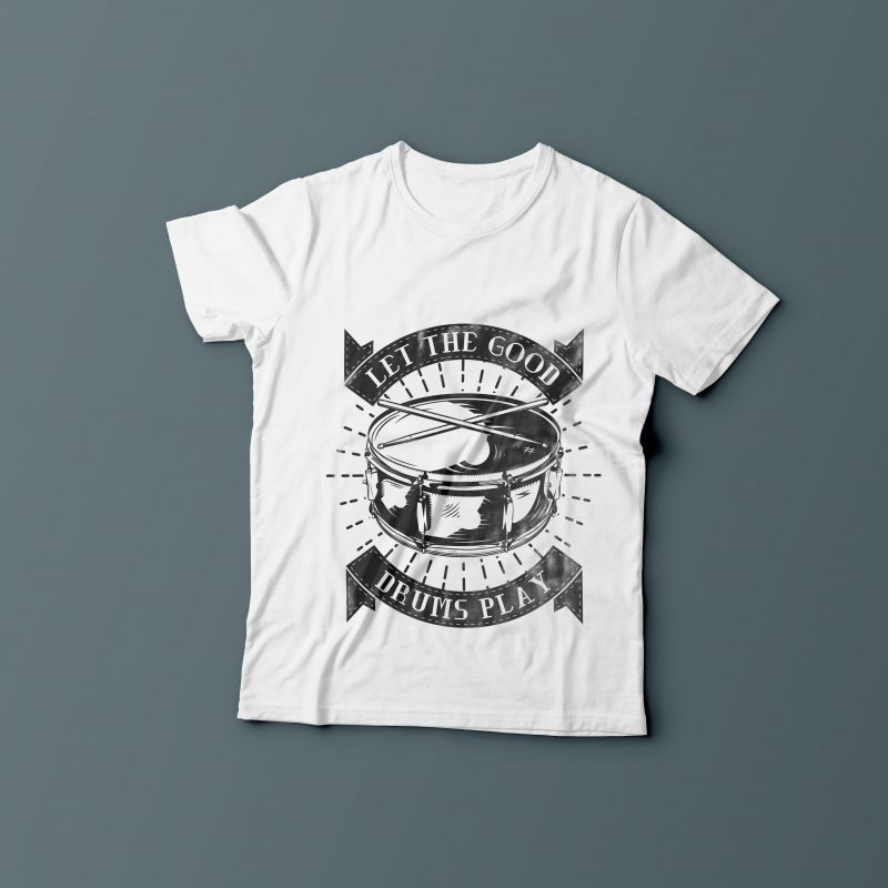 Drum T-shirt design t shirt designs for merch teespring and printful