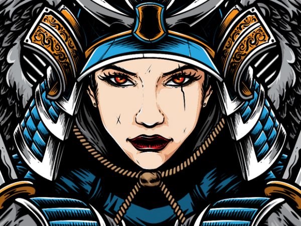 Female samurai vector t shirt design artwork