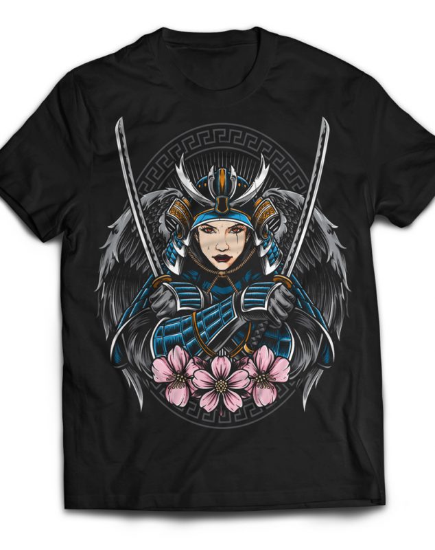 Female Samurai vector t shirt design artwork