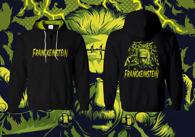 Albert Einstein or Frankenstein halloween t-shirt designs for merch by amazon