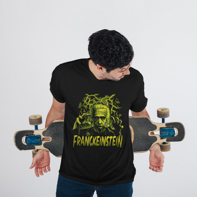 Albert Einstein or Frankenstein halloween t-shirt designs for merch by amazon