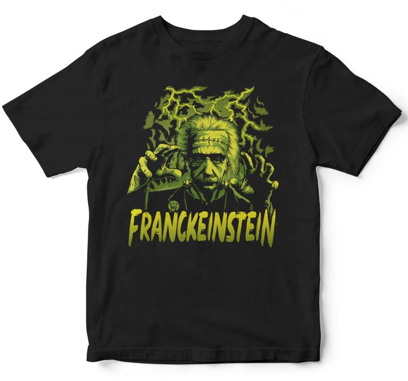 Albert Einstein or Frankenstein halloween t-shirt designs for merch by amazon