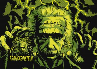 Albert Einstein or Frankenstein halloween graphic t-shirt design