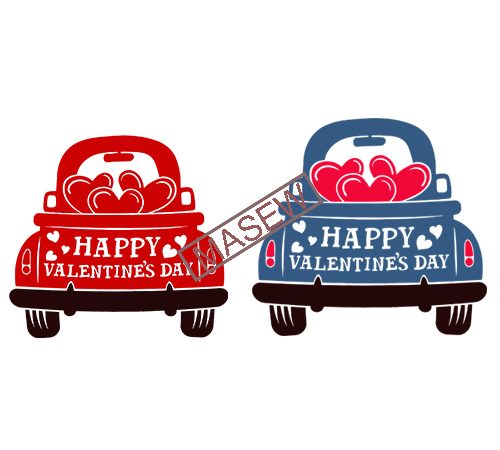 Happy Valentine's Day Truck Heart Svg Graphic Designs Files