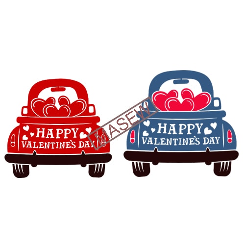 Valentine’s Red Truck Svg, Happy Valentine’s Day Svg, Dxf, Eps, Png