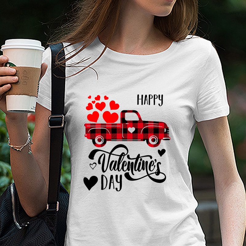 Happy Valentine’s Day, Truck, Heart, Valentine, Buffalo, Funny, Love EPS SVG PNG DXF digital download commercial use t shirt designs