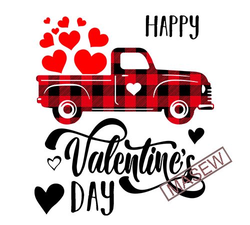Happy Valentine’s Day, Truck, Heart, Valentine, Buffalo, Funny, Love EPS SVG PNG DXF digital download vector t-shirt design