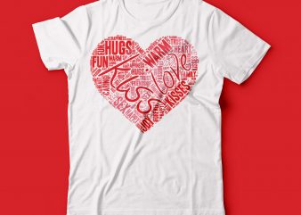 valentine heart word t-shirt design | vector file