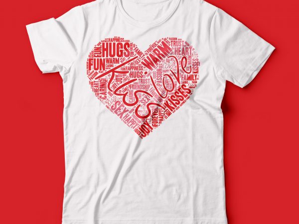 Valentine heart word t-shirt design | vector file