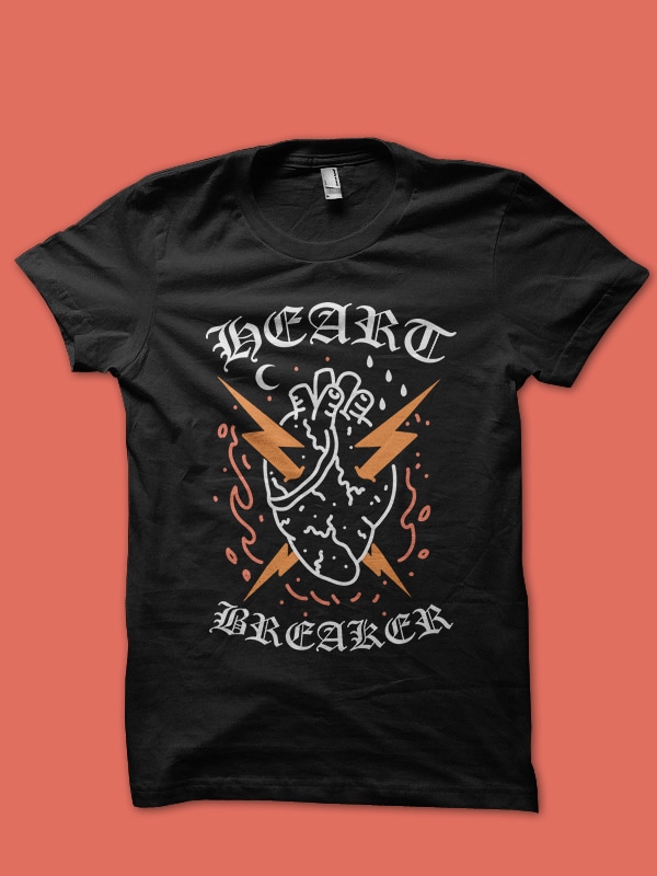 heart breaker tshirt design t shirt designs for printify