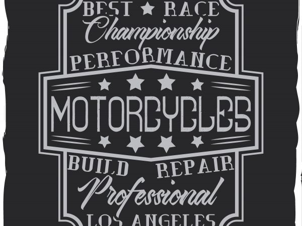 Motorcycle repair label vector t shirt design for download