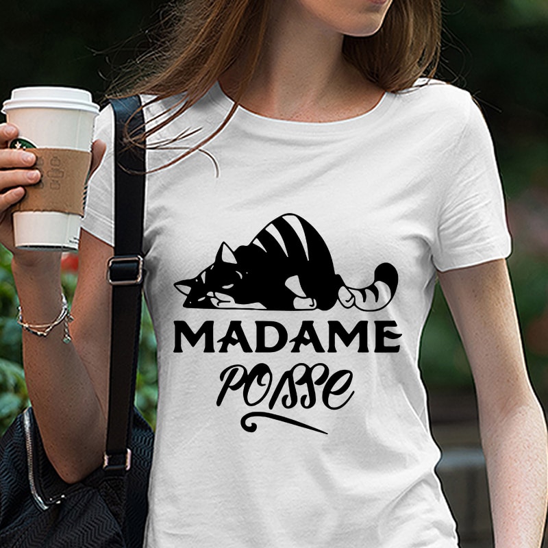 Madame Poisse, Cat svg, Cat Tired, Pet svg, Animals, funny cat, cat lover EPS SVG PNG DXF digital download vector shirt designs