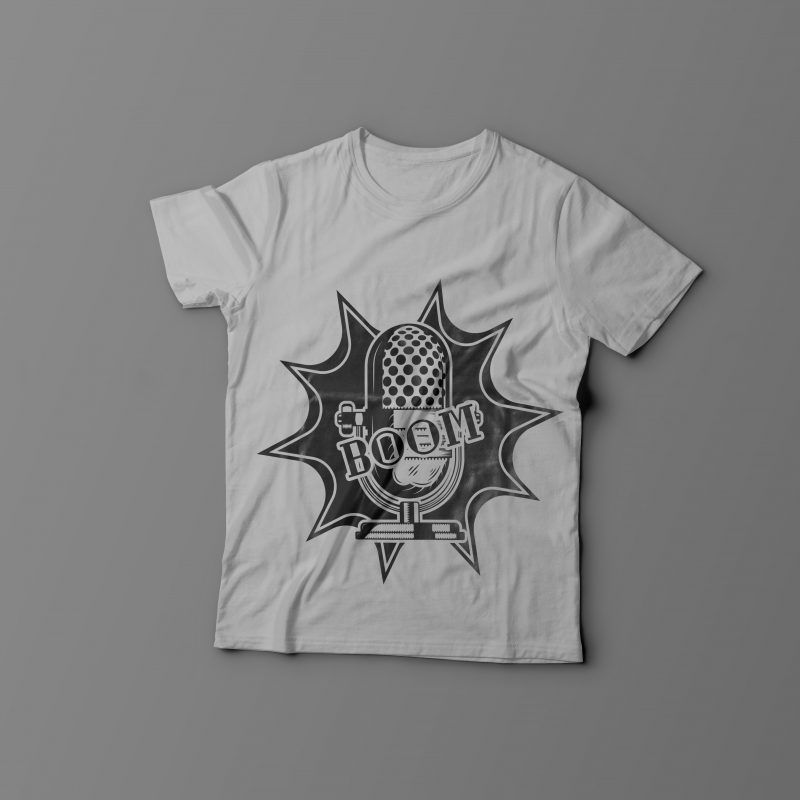 Microphone T-shirt design t shirt designs for merch teespring and printful
